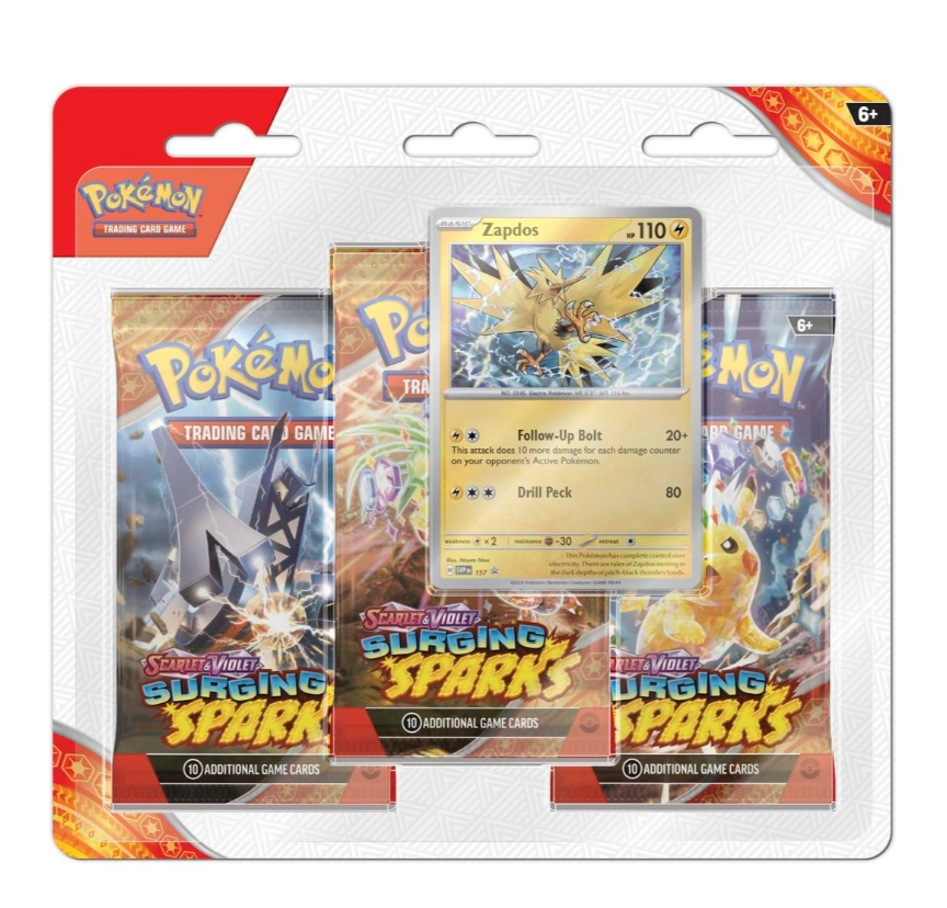 Pokemon TCG: Scarlet & Violet-Surging Sparks 3-Booster Blister & Zapdos Promo Card