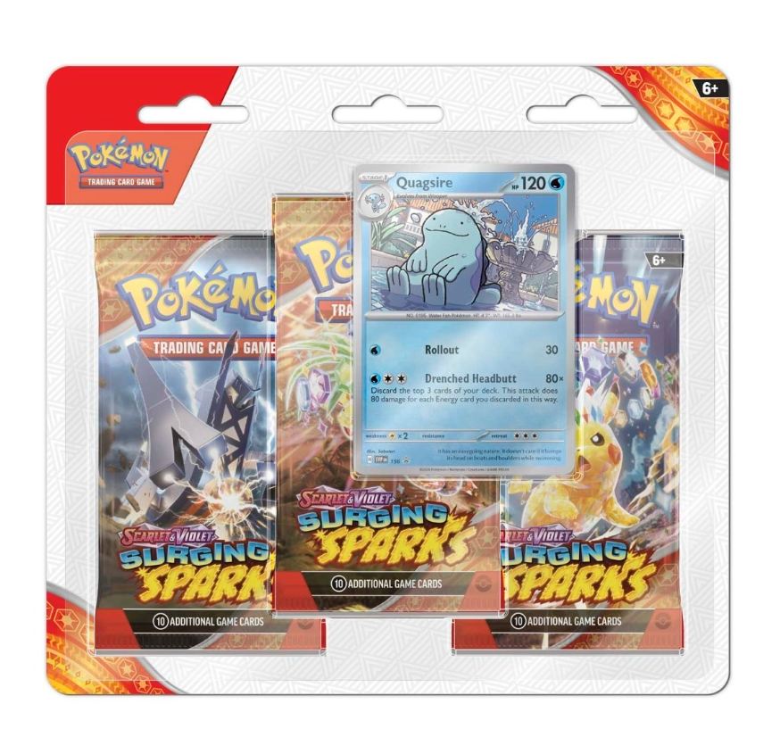 Pokemon TCG: Scarlet & Violet-Surging Sparks 3-Booster Blister & Quagsire Promo Card