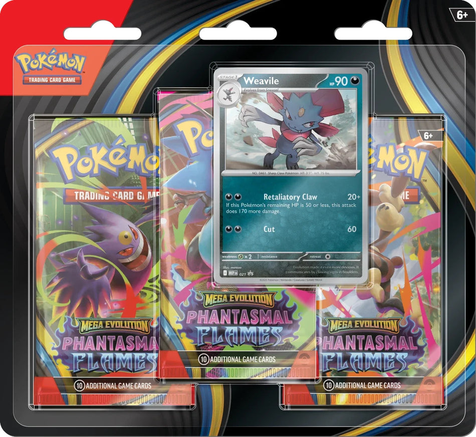 Pokemon TCG: Mega Evolution - Phantasmal Flames 3-Booster Blister (Weavile)